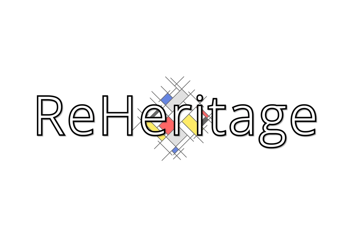 The ReHeritage wordmark, with the Atom of Creativity rotated by 45 degrees
